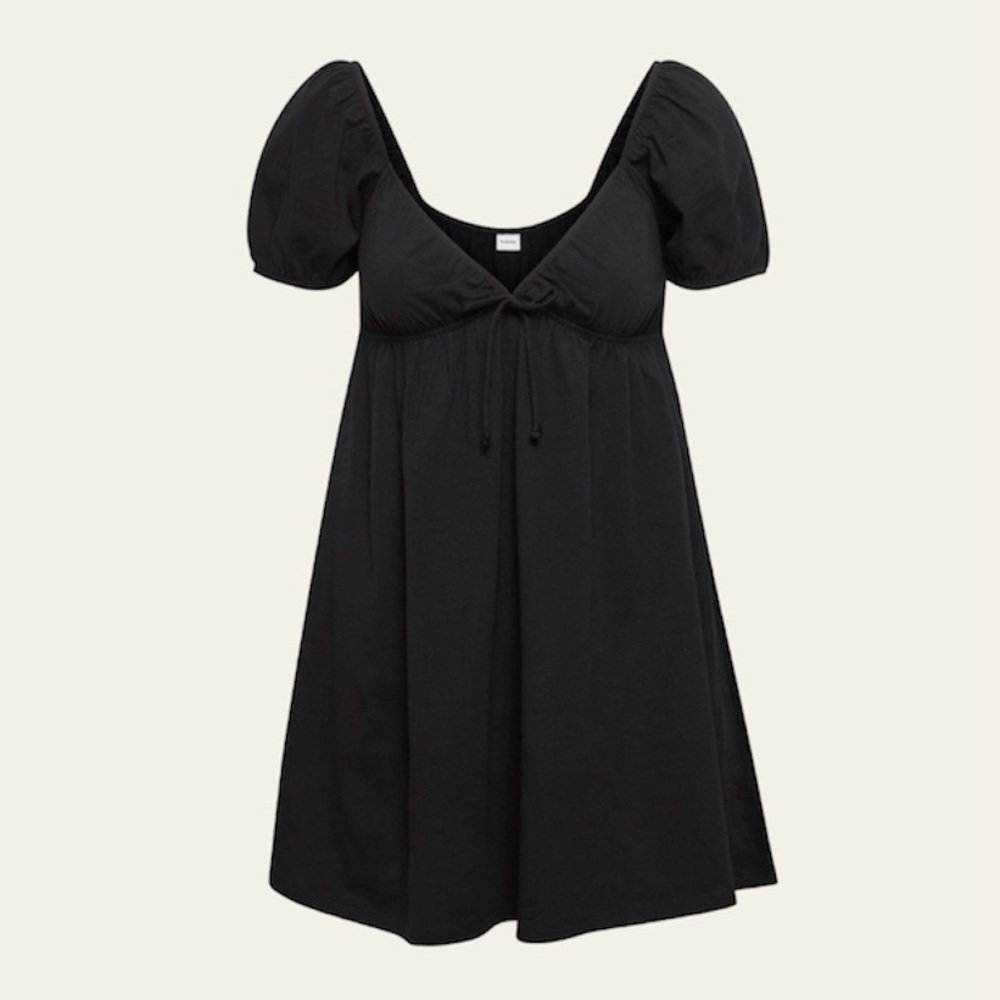 Aritzia Black Mini Dress with Puff Sleeves